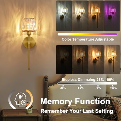 Battery Operated Crystal Wall Sconce Set of 2 (2 Count)