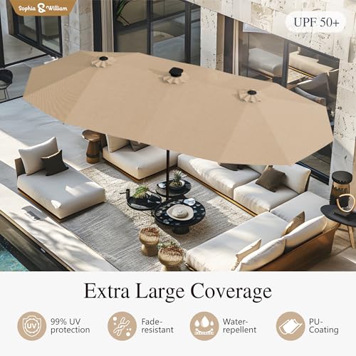 13ft Outdoor Patio Umbrella with Solar Lights