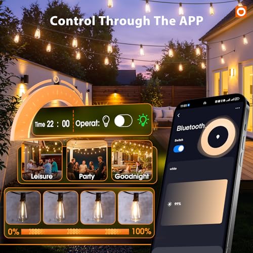196(49FT*4) Outdoor String Lights with APP LED Edison Waterproof (196 Foot)