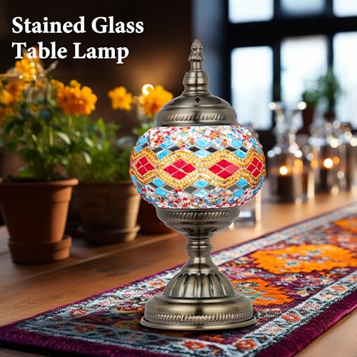 Turkish Mosaic Lamp Stained Glass Table Lamp with Tiffany Style