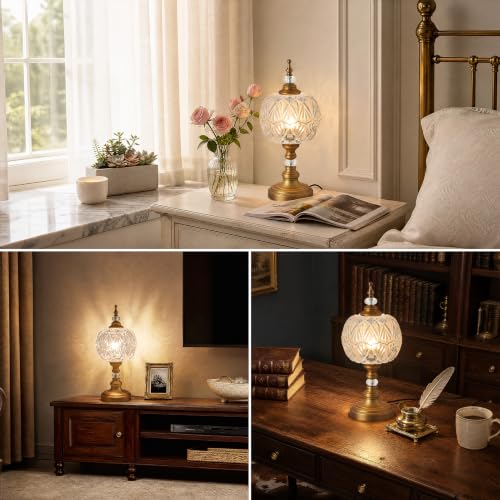 Vintage Table Lamp 8.3" Desk Lamp Table Light with Plug Switch
