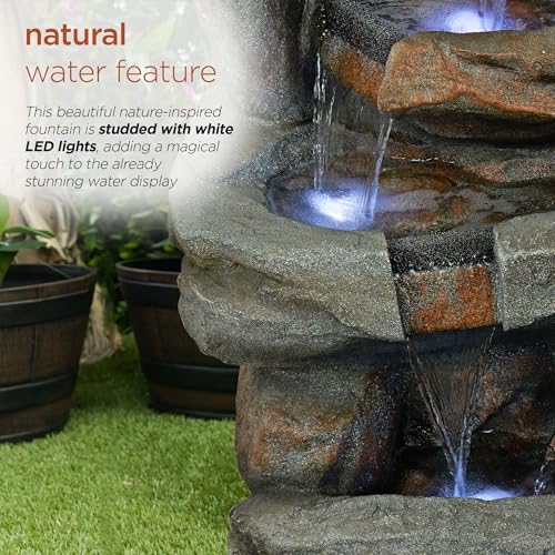 WIN1484S Cascading Natural Stone Fountain with LED Lights