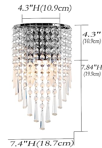 Mini Crystal Wall Sconce Modern Chrome Wall Light Fixtures 2 Lights Wall Lamps for Bedroom Living Room