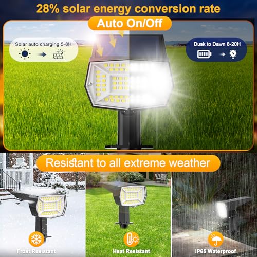 72 LEDs Solar Spot Lights Outdoor Waterproof (6 Count)