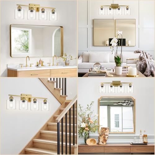 Modern Brushed Gold 4 Light Bathroom Light Fixtures