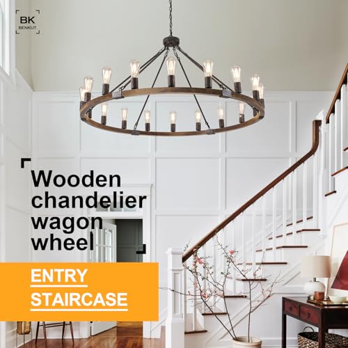 Farmhouse Wagon Wheel Chandelier 47" 18