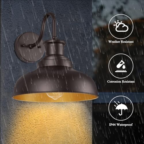 Outdoor Barn Light Outdoor Wall Sconce Farmhouse Exterior Wall Mount Light Vintage Wall Lighting Fixture Industrial Bronze Lantern for Porch