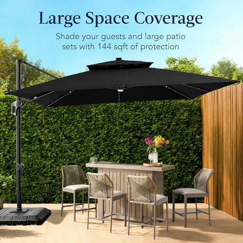 12x12ft LED Cantilever Patio Umbrella w