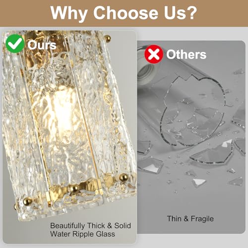 Gold Water Ripple Glass Pendant Lights 3 (3 Count)