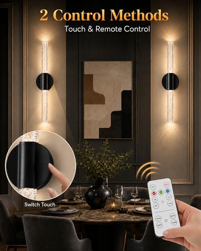 Black Rechargeable Wall Sconces Set of 2 (2 Count)
