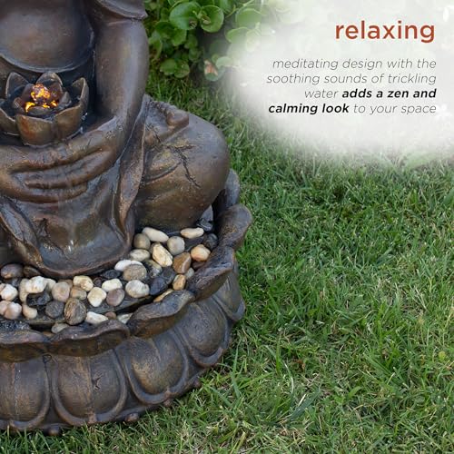 GEM122 Outdoor Floor Meditating Soothing Buddha Statue Waterfall Fountain for Garden