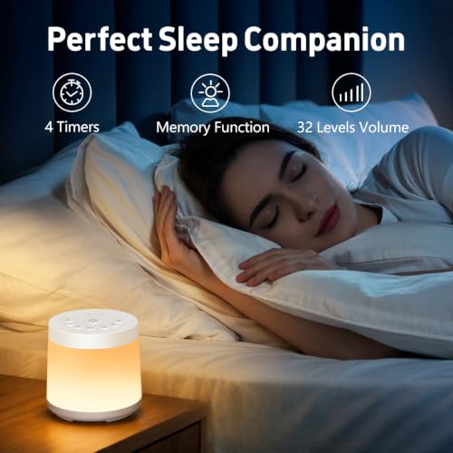 Rechargeable Nursery Night Light Sound White Noise Machine for Baby Kids Adults with Hushing Sounds 30 Sleeping Sounds 12 Colors Night Light 4 Timers Memory Function for Home Breastfeeding Camping