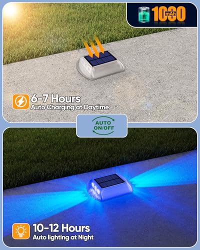 Blue Solar Dock Lights for Outside IP68 Waterproof Led 12 Pack (12 Count)