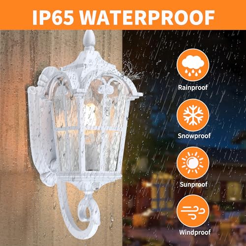 17.71" Dusk Dawn Outdoor Porch Light White Exterior Wall Lantern