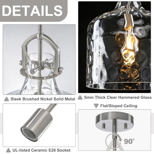 15" Oversized Large Hammered Glass Pendant Lights Kitchen Island Lighting