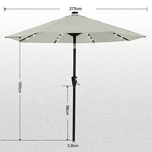 Durable Solar Led Patio Umbrellas with 32LED Lights 9FT