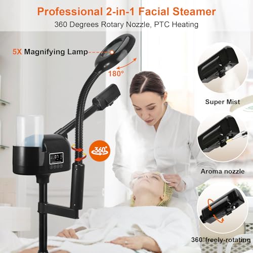 Professional Facial Steamer with 5X Magnifying Lamp