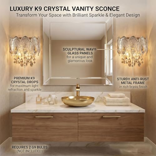 Modern 2 Light K9 Crystal Wall Sconce