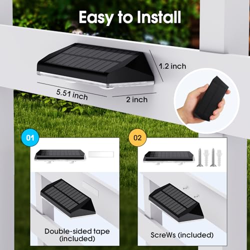 Solar Fence Lights Outdoor Waterproof LED