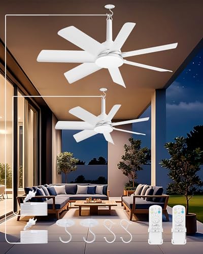 Outdoor Gazebo Ceiling Fan with Light and Remote (White / 28 Inch)