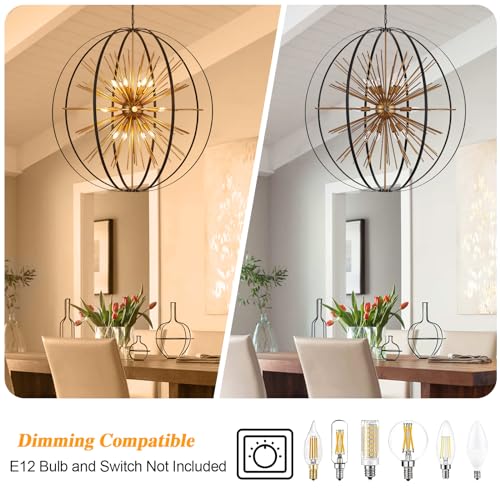 43.3" Black Gold Globe Sputnik Chandelier