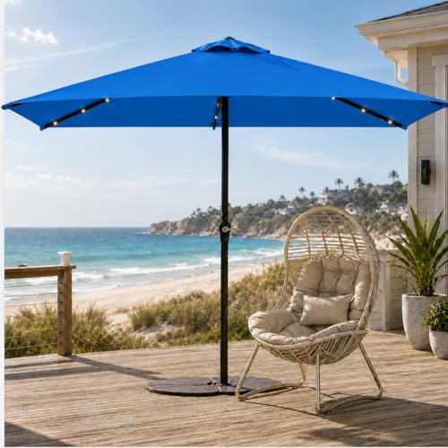 6.5 x 10ft Rectangular Patio Umbrella with Solar Lights
