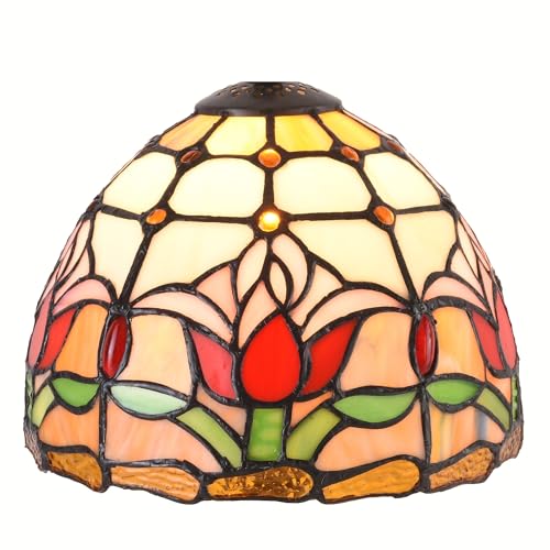 Small Tiffany Lampshade Replacement Only Stained Glass Style Lamp Shade 8 Inch at the Bottom