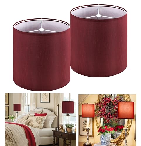 Small Drum Lampshades Burgundy Set of 2 (2 Count)