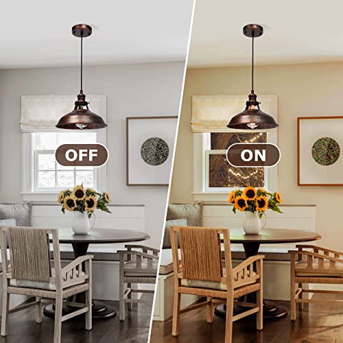 Industrial Barn Pendant Light Farmhouse Hanging Lighting Small Chandelier Fixture 10.6in Vintage Ceiling Lamp for Kitchen