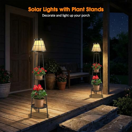 2 Pack Solar Floor Lamps Outdoor with 2 (2 Count)