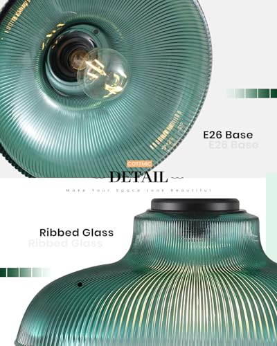 Green Glass Pendant Lights Kitchen Island (2 Count)