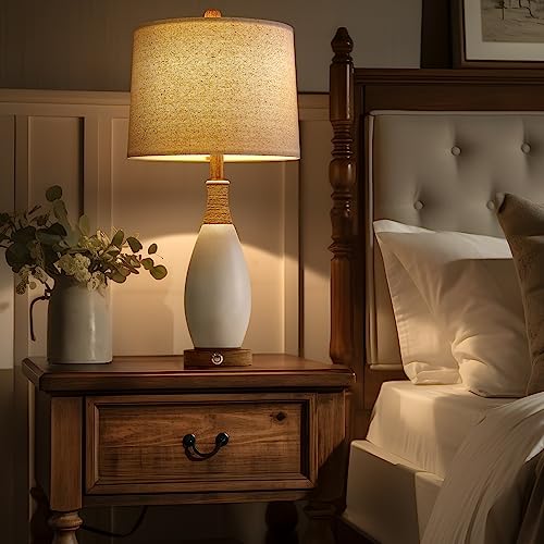 24.5” 3 Way Dimmable Touch Control Bedside Table Lamp Set of 2 with USB and Type