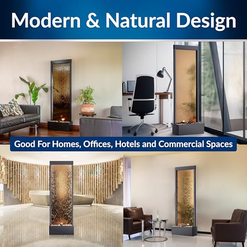 72" Bronze Mirror Waterfall Fountain with LED Lights