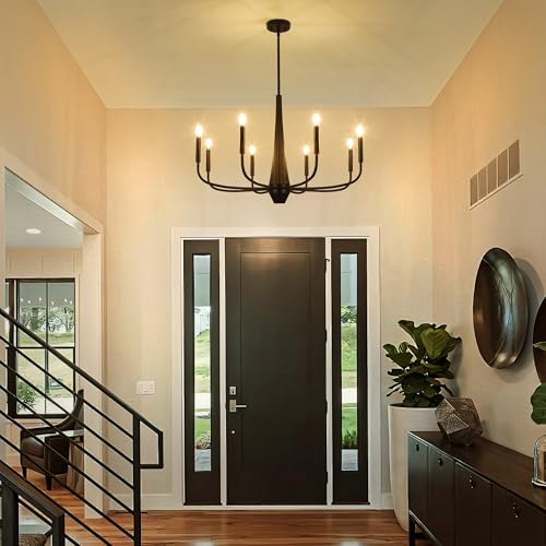 8 Light Large Black Chandeliers for Dining Room Light Fixture Hanging