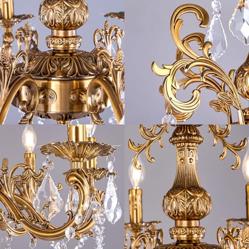 Crystal Chandeliers 28" Vintage Antique Bronze Chandelier