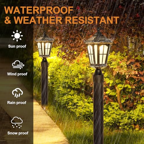 2 Pack Outdoor Solar Lamp Post Light with Pier Mount Base (2 Count)