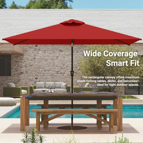 6.5' x 10' Rectangular Patio Umbrella Large Outdoor Market Umbrella w