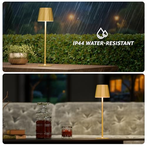 2 Pack Cordless Table Lamp Rechargeable 5000mAH Battery Operated Lights Touch Control LED Portable Desk Lamps 3 Color Dimming for Outdoor Coffee Bedroom Kitchen (2 Count)