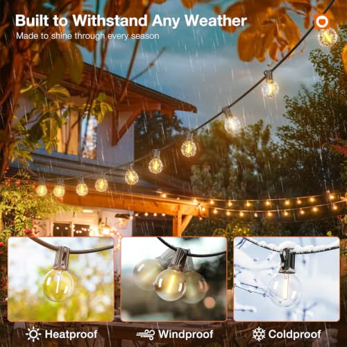 200FT Outdoor String Lights G40 with Remote Control Dimmable Patio Globe LED 108 Bulbs Waterproof Shatterproof (200 Foot)