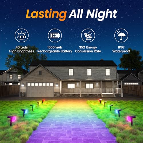 Color Changing Solar Spot Lights Outdoor 4 Pack (4 Count)