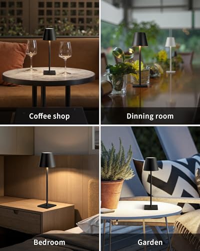2 Pack Cordless Black Table Lamps (2 Count)