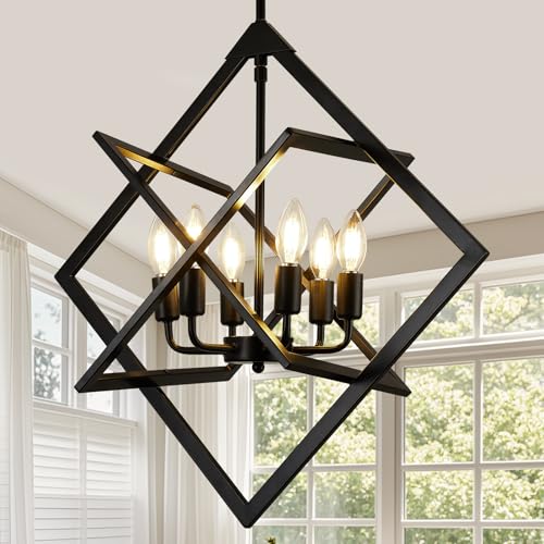 24" Modern Black Chandelier for Dining Room