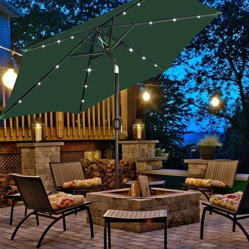 7.5 ft Solar Umbrella 18 LED Lighted Patio Umbrella Table Market Umbrella