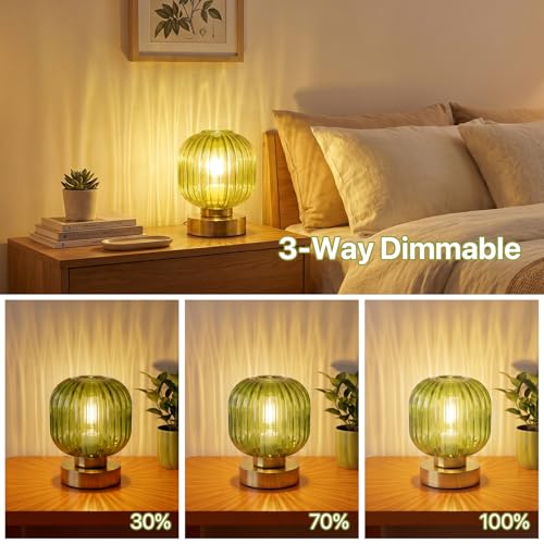 Green Touch Glass Table Lamp Set of 2 (2 Count)