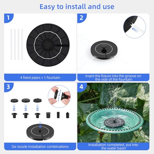 3.5W Solar Bird Bath Fountain Pump with 6 Nozzles & Fixed Pipes