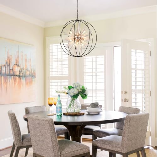 31.5" Black Gold Large Globe Sputnik Chandelier