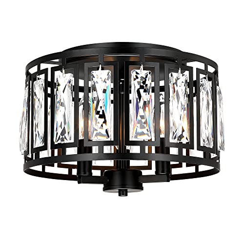 3 Light Crystal Black Ceiling Light