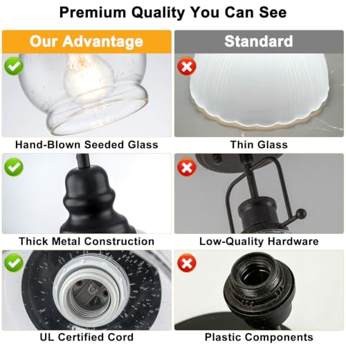 5.5 Inch Seeded Glass Mini Pendant Lights Kitchen Island