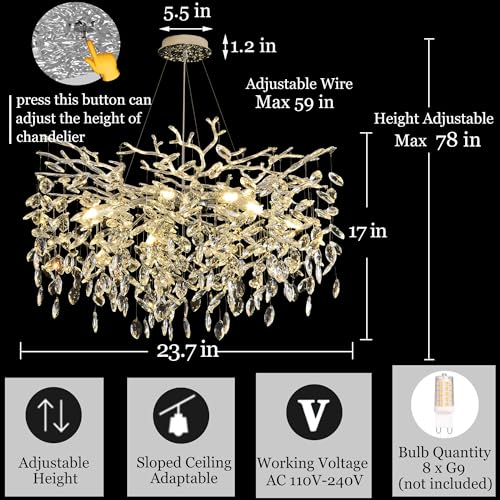 Modern Crystal Tree Branch Chandelier (9 Count)