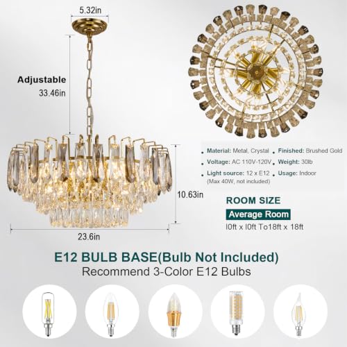 Gold Round Crystal Chandelier